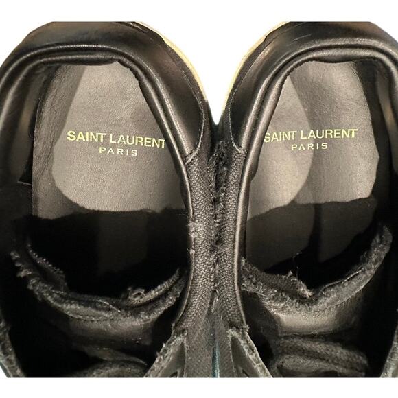 Saint Laurent – Signature Logo Distressed Canvas Sneakers (Black) – 38 - Picture 2 of 6